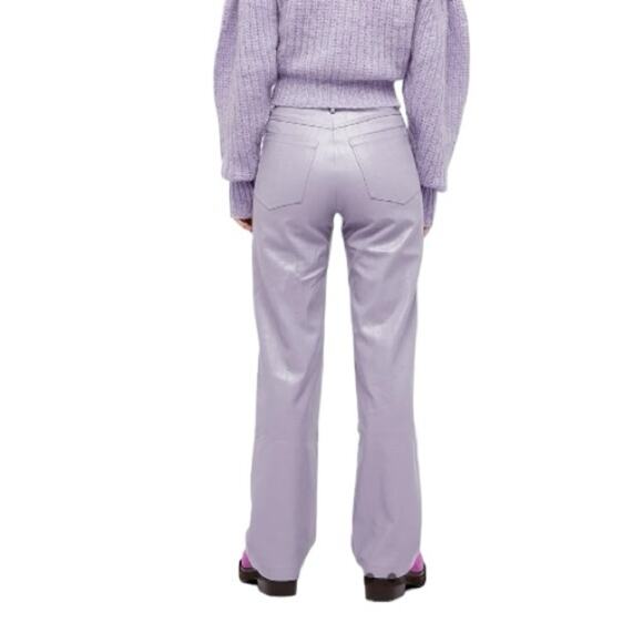 Rotate Birger Christiensen Faux Vegan Leather Pants Purple Size 6 New Y2K - Picture 9 of 10